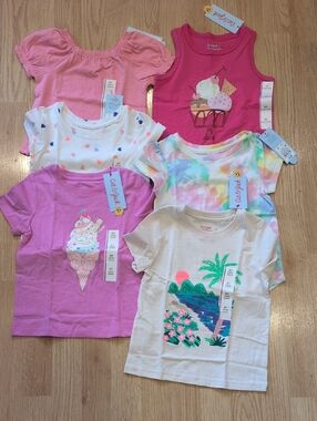 Cat & Jack Girls Pink, White & Tie-Dye Short Sleeve Tee Set